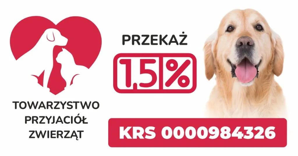 Przekaż 1,5% podaku dla Towarzystwa Przyjaciół Zwierząt - KRS 0000984326